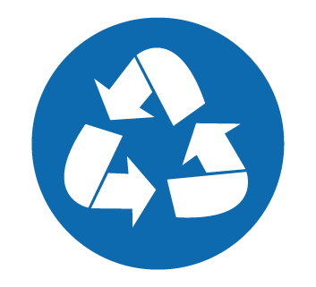 Recycling icon for paper, plastic, glass, and metal