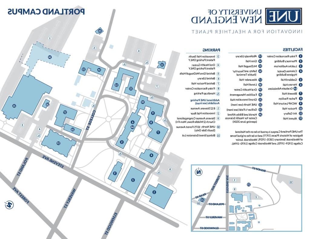 Map of parking spaces on the Portland Campus